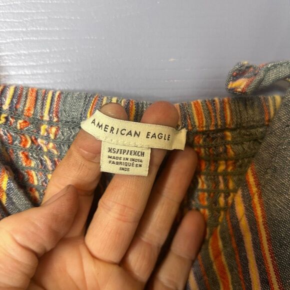 American Eagle Colorful Striped Vneck Straight Leg Jumpsuit Romper Size XS - Picture 3 of 14